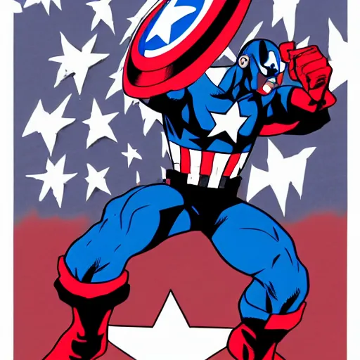 Prompt: captain america in the style of tatsuki fujimoto