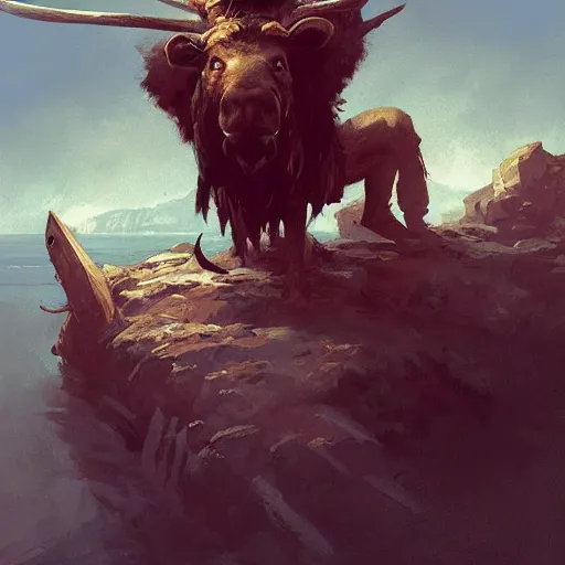 Prompt: pirate with moose head by greg rutkowski