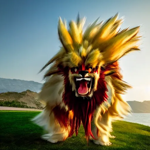 Image similar to real life entei, professional photography, national geographic