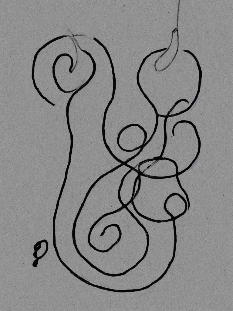 Prompt: minimal single line drawing of an acorn growing into a tree in shape of treble clef, splash of color, vintage illustration