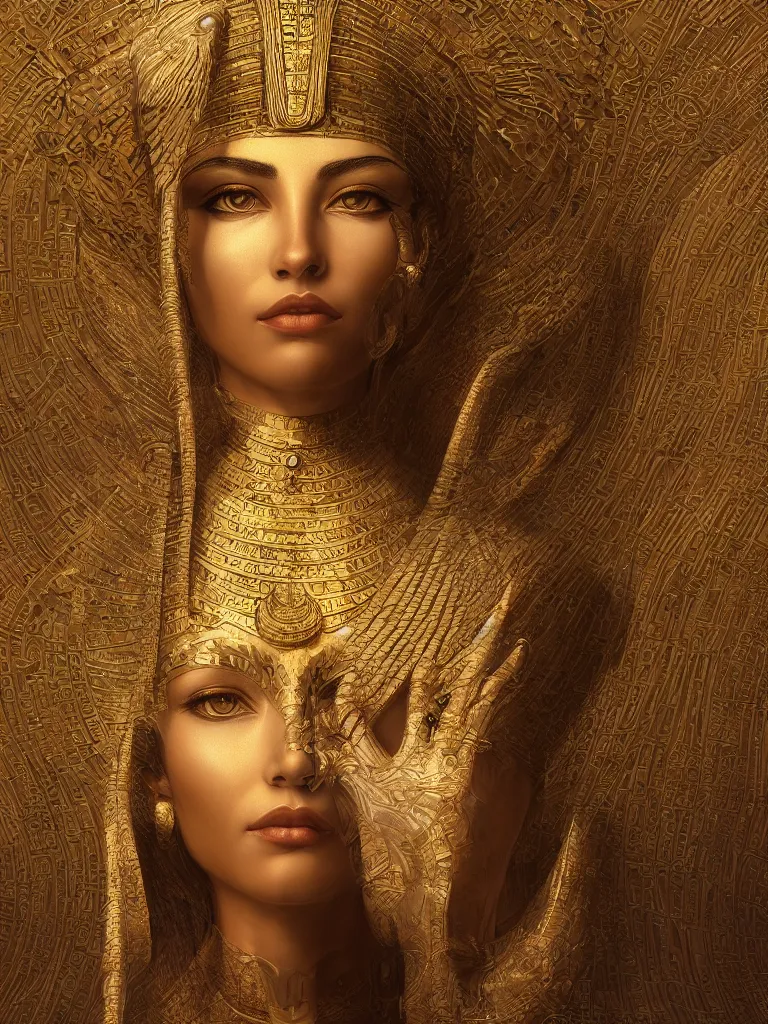 Image similar to goddess of eygpt, 3 d model, very coherent symmetrical artwork, unreal engine realistic render, 8 k, micro detail, gold and steel intricate, elegant, highly detailed, digital painting, artstation, smooth, sharp focus, illustration, artgerm, tomasz alen kopera, wlop