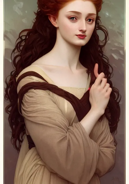 Image similar to sansa with long nose, intricate, elegant, highly detailed, digital painting, artstation, concept art, smooth, sharp focus, illustration, art by artgerm and greg rutkowski and alphonse mucha and william - adolphe bouguereau