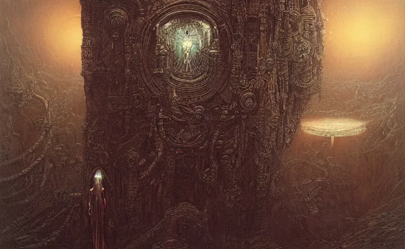 Image similar to cyberpunk dreaming by gustave dore and gustave moreau and beksinski and giger