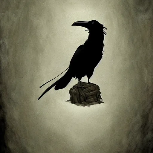 Image similar to fantasy painting of a raven by rick and morty | horror themed | creepy