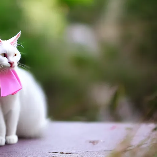 Prompt: white cat in a pink dress, 8k resolution, ultrarealistic