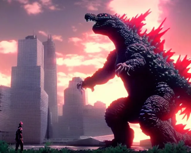 Prompt: evangelion vs godzilla, 3 d octane render, unreal engine, hyperrealistic, as coherent as dall - e 2