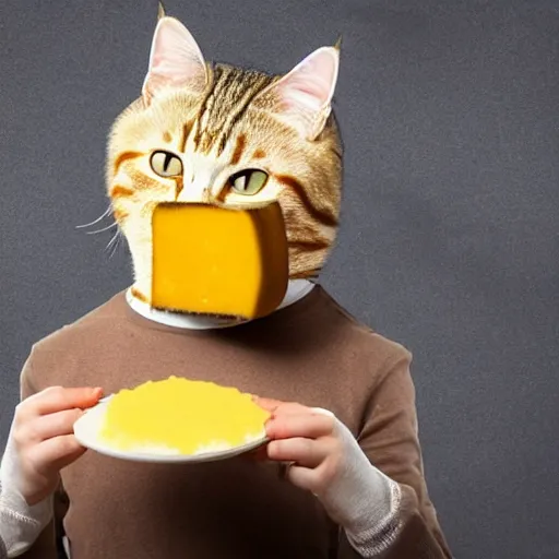 Image similar to cat with cheese for a head