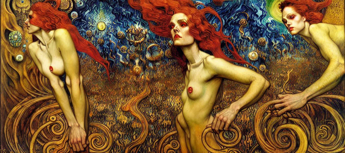 Image similar to Divine Chaos Engine by Karol Bak, Jean Delville, William Blake, Gustav Klimt, and Vincent Van Gogh, symbolist, visionary