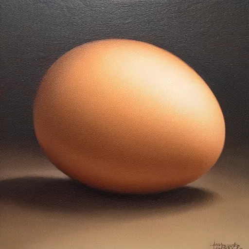 Image similar to a hyper-realistic studio oil painting of an egg; hyper-detailed; an extraordinary masterpiece!!!; flawless; trending on artstation