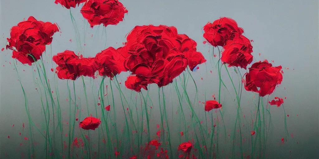 Prompt: retro painting of surreal waiim flowers, by taras loboda, highly detailed, hyperrealism, excellent composition, cinematic concept art, dramatic lighting, trending on artstation