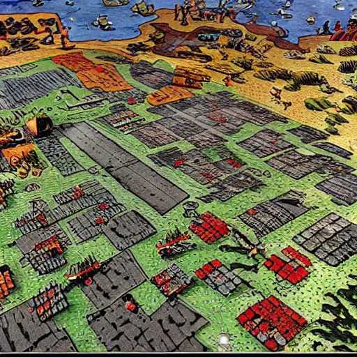 Prompt: childen's art of a battle field, detailed