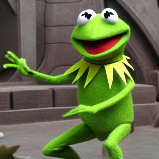Prompt: Film still of Kermit the Frog, Star Wars, award winning, 4k UHD