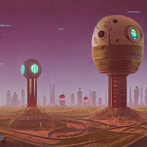 Image similar to Martian city by Simon Stålenhag
