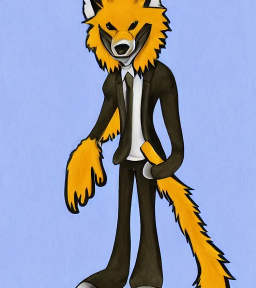 Prompt: expressive stylized master furry artist digital colored pencil painting full body portrait character study of the anthro male anthropomorphic sergal fursona animal person wearing clothes by master furry artist blotch