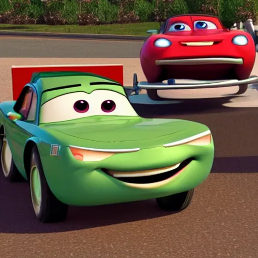 Image similar to jesus christ as a car from the movie pixar's cars 2,