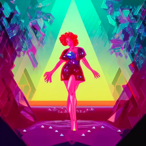 Prompt: crystal gem, epic retrowave art, trending on art station