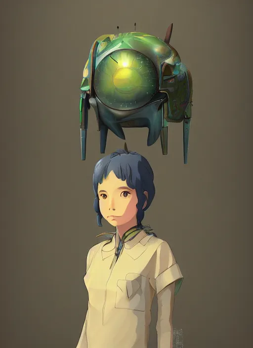 Image similar to solarpunk human character by studio ghibli, cgsociety, artstation