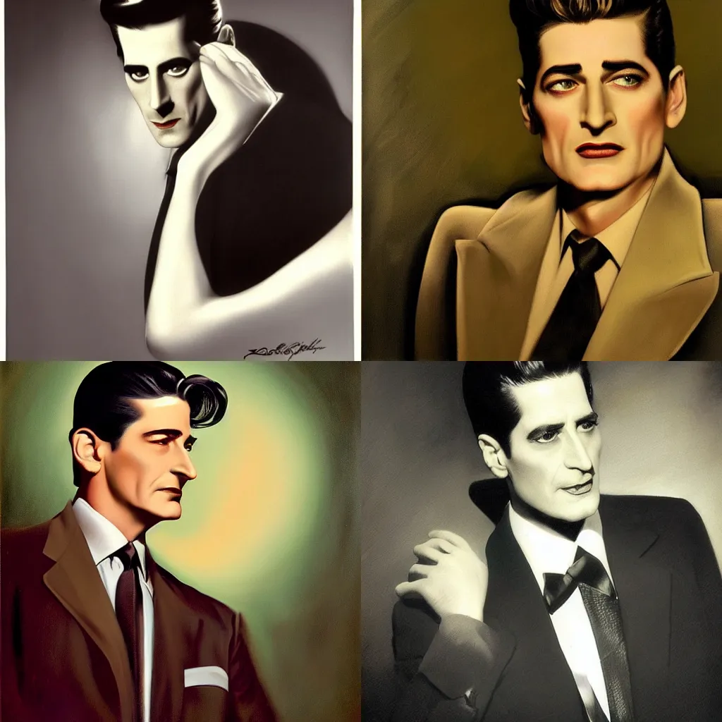 Prompt: Portrait of Dale Cooper from Twin Peaks by Rolf Armstrong
