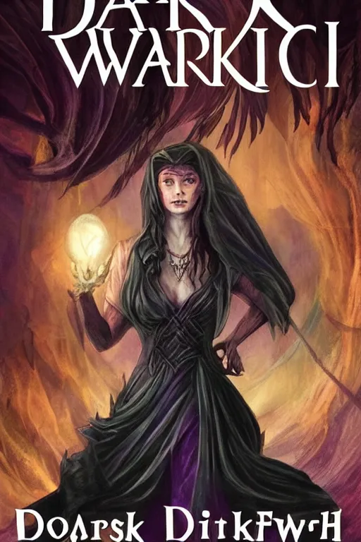 Prompt: fantasy book cover for dark witch, 2 0 2 2