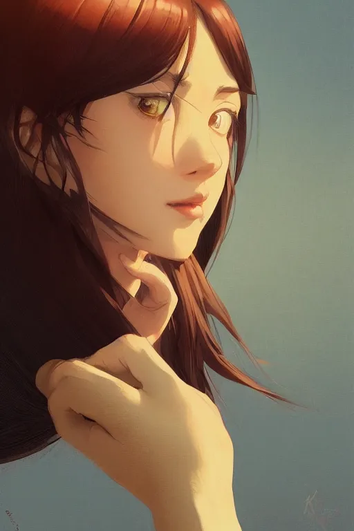 Image similar to a girl with her hands on her head, full shot, fine - face, realistic shaded perfect body, fine details. night setting. very anime style. realistic shaded lighting poster by ilya kuvshinov katsuhiro, magali villeneuve, artgerm, jeremy lipkin and michael garmash, rob rey and kentaro miura style, trending on art station