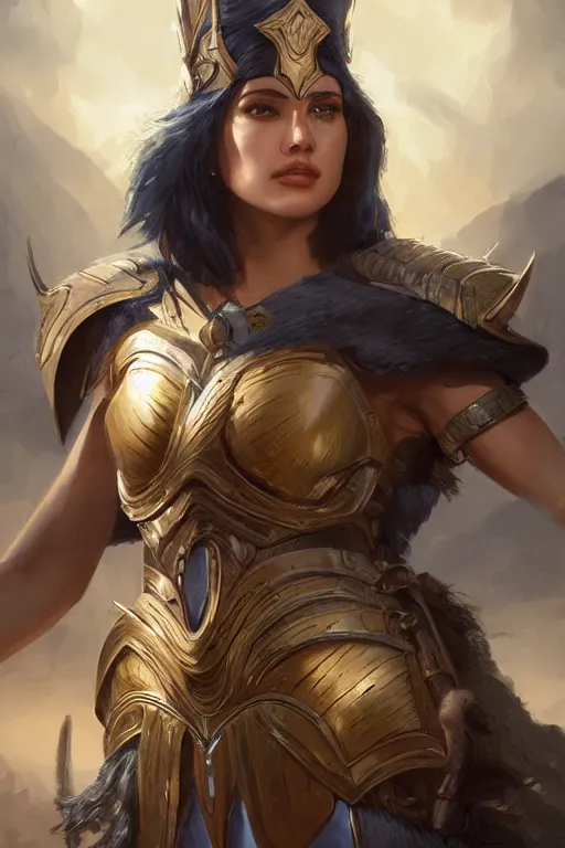 Image similar to amazon valkyrie athena, d & d, fantasy, portrait, highly detailed, headshot, digital painting, trending on artstation, concept art, sharp focus, illustration, art by artgerm and greg rutkowski and magali villeneuve