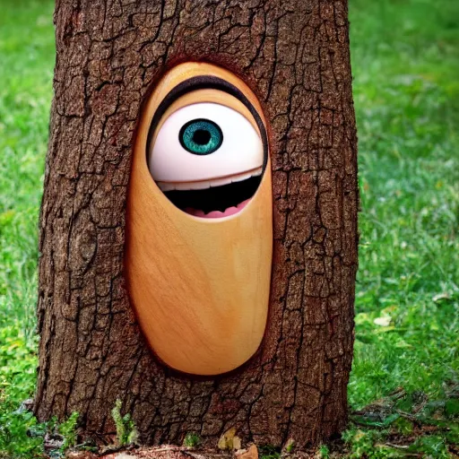 Prompt: anthropomorphic wooden log sleeping, pixar style