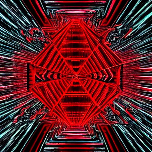 Prompt: dark matter red art house future alone man going limbo hipper dodecahedron reflection in the mirror room schizophrenia and stratification of consciousness mind man full HD 8K resolution