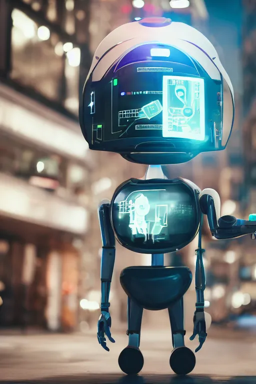 Image similar to service agent robot by Navanh Chanthara, street photography, 85 mm, zeiss lens, award winning, 8k, behance, unreal engine 5