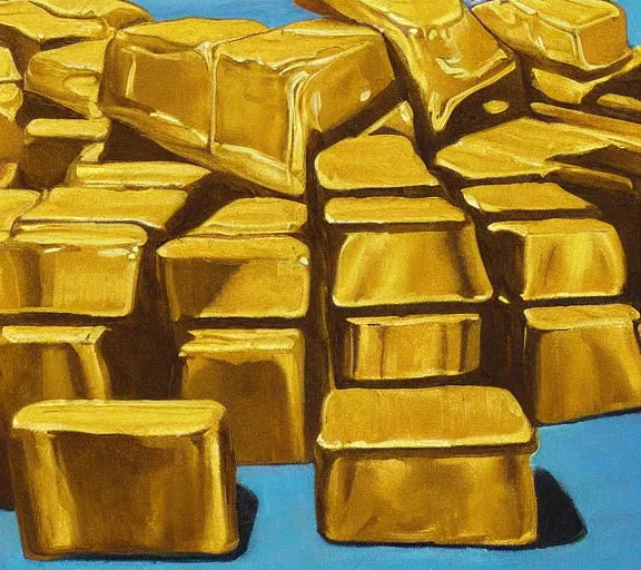 Image similar to gold bars business money oil painting