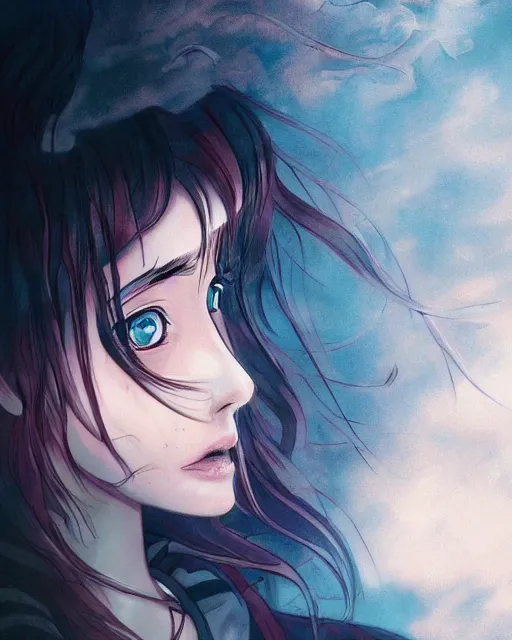 Prompt: a portrait of a teenage girl on a haunted ghost ship, full shot, very anime, digital art, great use of line work and color, captures emotion and movement, fantastic lighting and shading, flawless composition, dynamic, detailed face, smooth