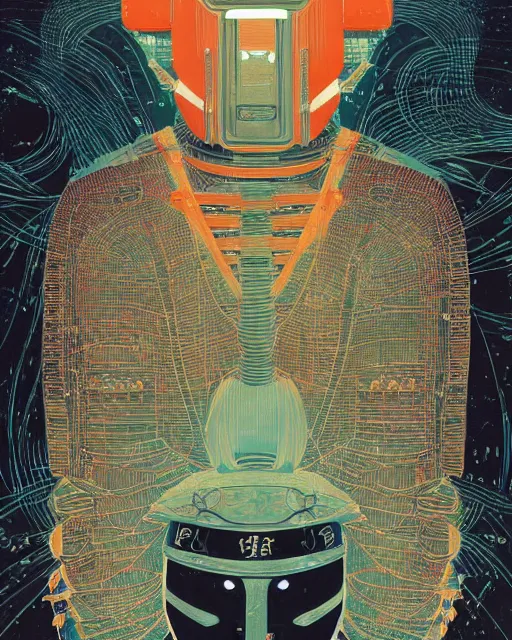 Prompt: a samurai robot, victo ngai