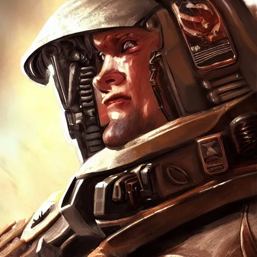 Prompt: portrait of space marine sergeant, realistic, artstation