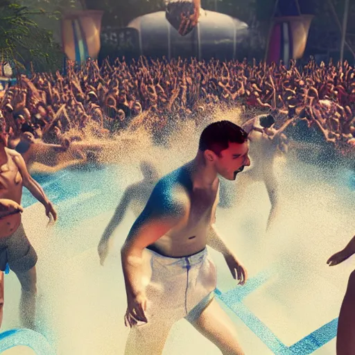 Prompt: hitler in a mosh pit at a water park, volumetric cinematic perfect light, detailed, sony a 7 r, photorealistic, octane render, unreal engine 5, trending on artstation, 8 k