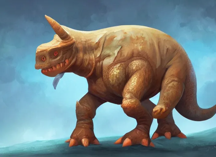 Image similar to character design for a cute triceratops made by cookies for kids game, oil painting by jama jurabaev, extremely detailed, brush hard, artstation, for aaa game, high quality, brush stroke