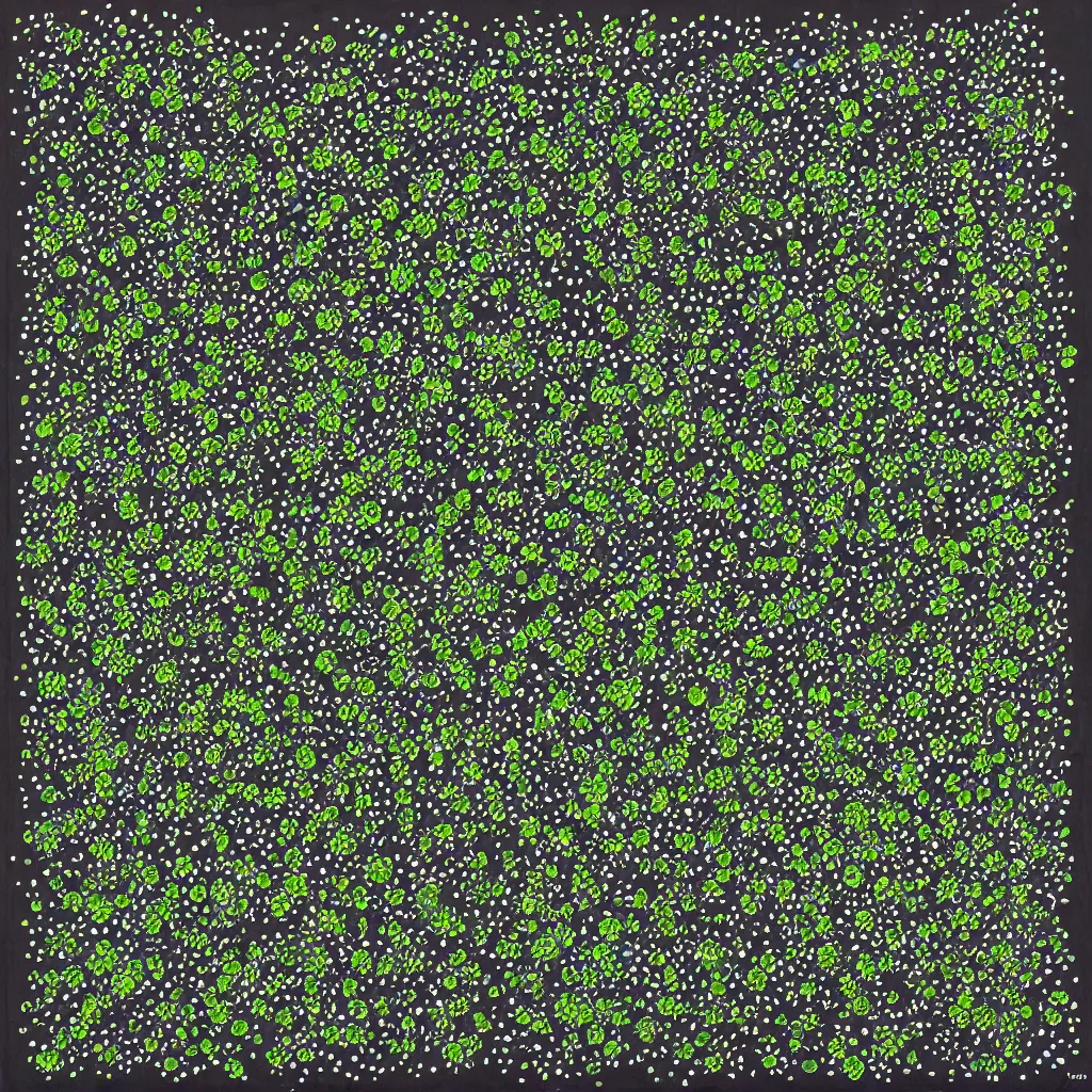 Image similar to camo made of out cannabis, smiling, abstract, maya bloch artwork, do hoang tuong artwork, cryptic, dots, stipple, lines, abstract, geometry, splotch, concrete, color tearing, uranium, acrylic, neon, pitch bending, cannabis plant leaves, faceless people, dark, ominous, eerie, minimal, points, technical, painting