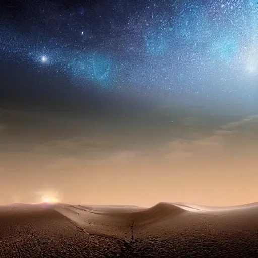 Prompt: a desert composed by black metallic rock, some blue electrical arches going through the air in a black sky, moonless night, cinematic, high quality, 1 6 k, breathtaking quality, detailed, hyperealistic, dreamy, fantasy digital art