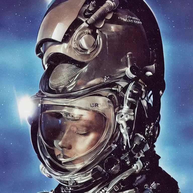 Prompt: beautiful extreme closeup portrait photo in style of frontiers in human deep diving helmet Helmets of Emperor Charles V the Wise science fashion magazine September retrofuturism edition, highly detailed, soft lighting