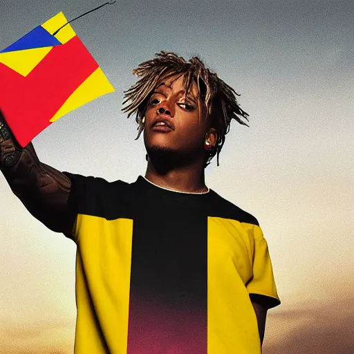 Image similar to juice wrld holding up a germany flagdigital art 4 k the detailed super realistic