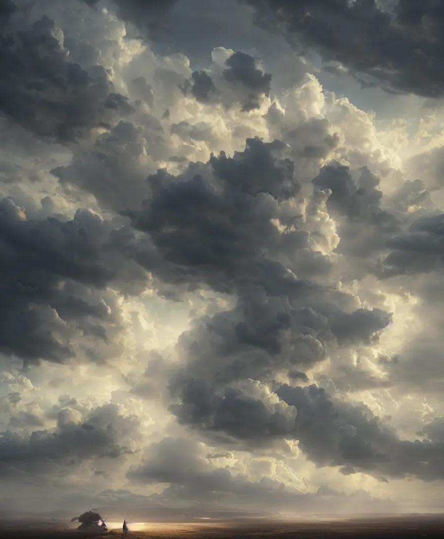 Prompt: hyper realistic clouds, illustrated by greg rutkowski, beautiful volumetric lighting, intricate, ultra detailed, photorealistic, trending on artstation, octane render, 8 k