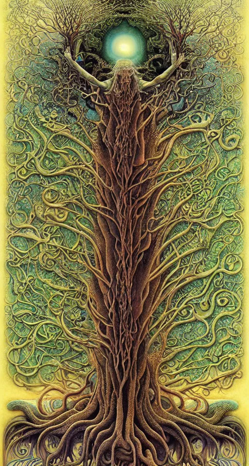 Image similar to tree of life by roger dean and andrew ferez, art forms of nature by ernst haeckel, divine chaos engine, symbolist, visionary, art nouveau, botanical fractal structures, organic, detailed, realistic, surreality