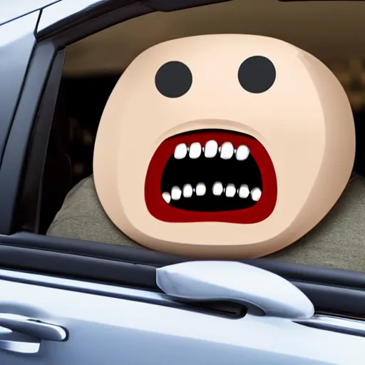 Image similar to car with a mouth eating a human