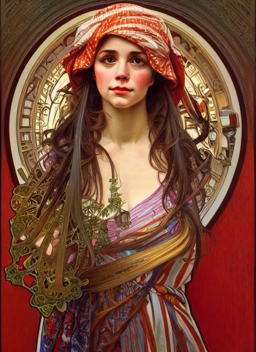 Prompt: oil portrait of where's waldo, intricate, elegant, highly detailed, lighting, painting, artstation, smooth, illustration, art by greg rutowski and alphonse mucha