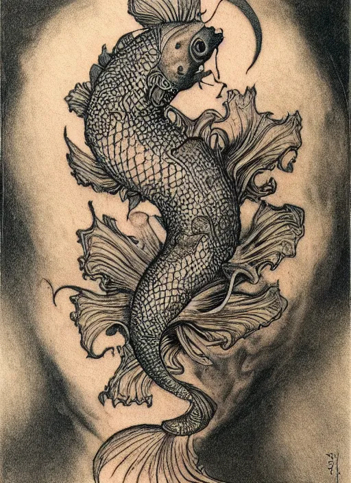 realistic koi fish tattoo