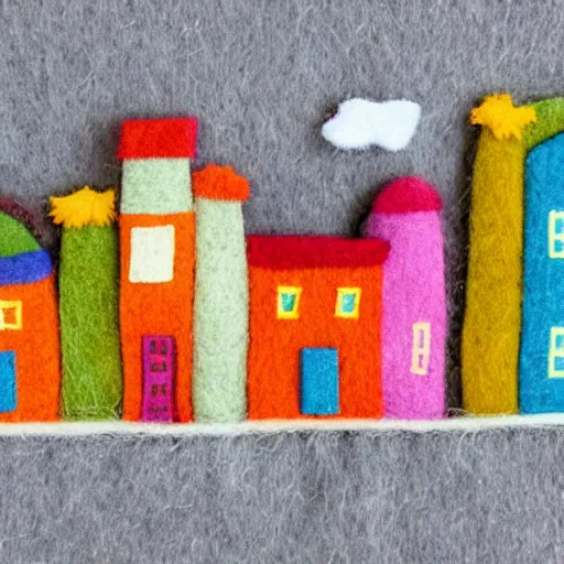 Image similar to miniature San Francisco made of fuzzy felt and furry fabric