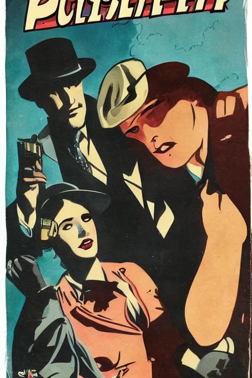 Image similar to Comic book cover depicting a 1930’s Pulp Noir Detective in the style of Phil Noto