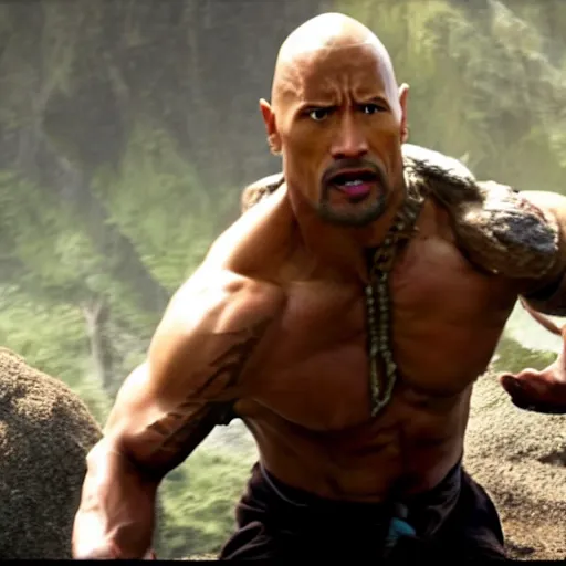 Image similar to Dwayne Johnson is The Boulder!, Avatar: The Last Airbender!, cinematic shot