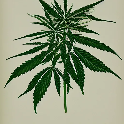 Prompt: botanic illustration of cannabis sativa