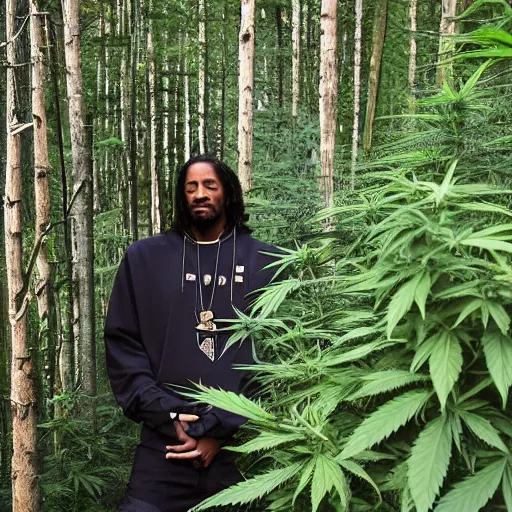 Prompt: a very high Snoop dog in his natural habitat of a marijuana forest, award winning nature photography