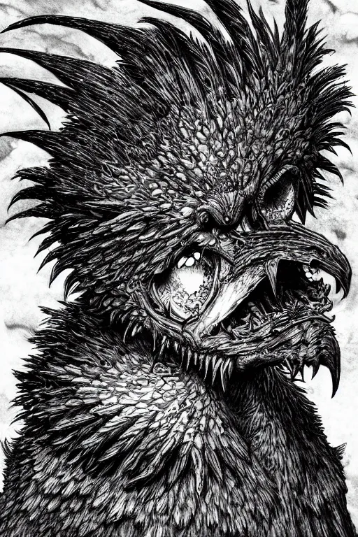 Prompt: raven monster, highly detailed, digital art, sharp focus, trending on art station, kentaro miura manga art style