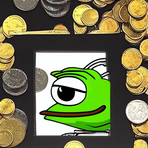 Image similar to pepe afraid of coins